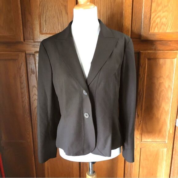 NWT Lafayette 148 New York Brown Wool Blend 2 Button Blazer Jacket - 12